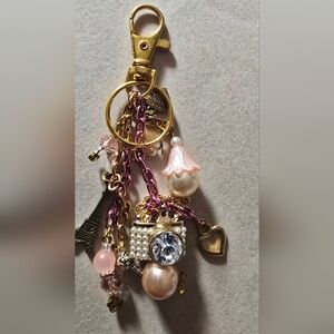 Elegant Pink and Gold Eiffel Tower,Camera Accent PurseCharm/Keychain Handcrafted